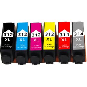 312XL 314XL Ink Cartridge Replacement for Expression Photo XP-8500 XP-8600 XP-15000 Printe (1 Black,1 Cyan,1 Magenta,1 Yellow,1 Grey,1 Red, 6-Pack)