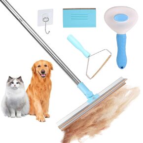 Pet Hair Removal Set -5-in-1 Kit Includes Carpet Rake, Lint Remover, Pet Grooming Brush and Hair Scraper – Ideal for Removing Pet Hairs from Carpets, Upholstery, Furniture, Clothes and Car Interiors