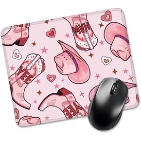 Yee Haw Pink Rectangular Mouse Mat, Funny Cowboy Hat Boot Mouse Pads for Desk, Western Cowgirl Disco Mouse Pad, Cowgirl Gifts for Friends, Western Office Gifts for Women Coworker
