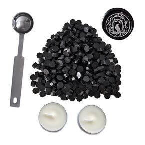 Sealing Wax Beads, YOSENLING 350 Pcs Wine Red Wax Seal Beads with 2 Pcs White Candles and 1 Pcs Wax Melting Spoon, Great for Wedding Invitations, Wine Packages, Cards Envelopes, Gift Wrapping.