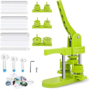 DIY Button Maker Machine Multiple Sizes,1+1.25+2.25in Pin Press,300 Sets Button Parts Pin Maker Machine with 3 Circle Cutters,Badge Button Press Machine,DIY Personal Button Badge (Green)