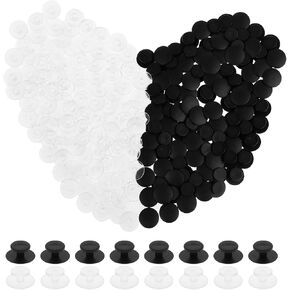 200 PCS Buttons: Mixed Colors Black & Transparent - Round, Plastic for DIY Shoe Charms & Accessories