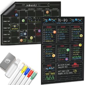 Magnetic Chalkboard Calendar for Fridge - [11" x 17"] - Large Reusable Refrigerator Magnet Calendar - Ideal Kitchen Menu Organizer & Vision Board for Efficient Planning