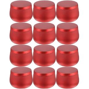 FOMIYES Red Candle Tin Round Empty Tinplate Cans Candle Jars with Cover Candy Tea Canister Beads Containers Party Favors Box Holder 4oz for Candle Making Storage 12pcs