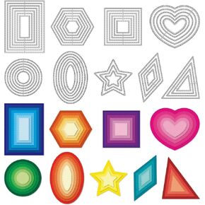 9PCS Metal Cutting Dies Rectangle Cutting Dies Stencil for Scrapbooking Circle Frame Metal Die Cuts for Card Making Triangle Rhombus Star Heart Embossing Template DIY Album Crafts Supplies