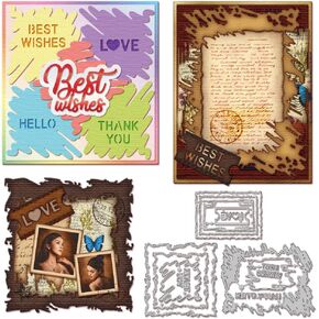 GLOBLELAND Tickets Tapes Frame Cutting Dies for Card Making Scrapbooking Journal Embossing Paper Craft Decor