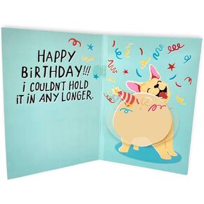Farting Dog Birthday Card - Funny Birthday Card for Men Women Kids - Farting French Bulldog Meme Sound and Shaking Dog Motion Bday Greeting Cards 5.25 x 8.18 Inch