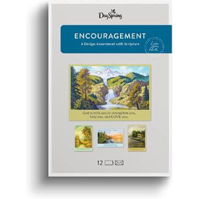 DaySpring - Encouragement Fine Art- 4 Fine Art Landscape Designs Assortment with Scripture - 12 Encouragement Boxed Cards & Envelopes (U0065)