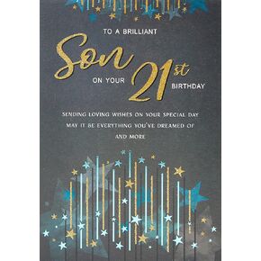 Regal Publishing Modern Milestone Age Birthday Card 21st Son - 9 x 6 inches -