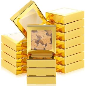 Zonon 30 Kraft Paper Boxes with Window 4.13 x 4.13 x 1.18 Inch Candy Packaging, Small Gift Boxes, Soap holder, Mini Treat Packaging for Bakery Chocolate Jewelry Display(Brown)