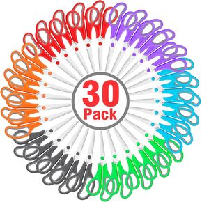 30 حزم مقصات كبيرة ، مقص 8 بوصات جميعها مقصات النسيج الحادة للخياطة لمستلزمات مدرسية للمكاتب ، مقص دراسي للطلاب في المدارس المتوسطة/الثانوية ، المنزل ، المقابض اليمنى/اليسرى