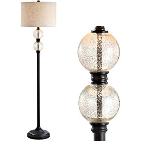 JONATHAN Y JYL1016A January 60" Glass/Metal LED Floor Lamp, Traditional, Elegant, Office, Living Room, Family Room, Dining Room, Bedroom, Hallway, Foyer, Mercury Glass/Oil Rubbed Bronze