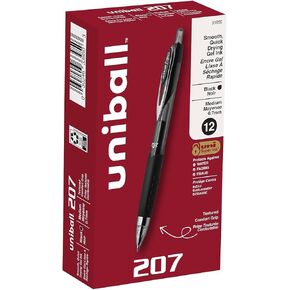 uni-ball 33950 Signo 207 Retractable Gel Pen, Black Ink, 0.7mm, Dozen in Kuwait
