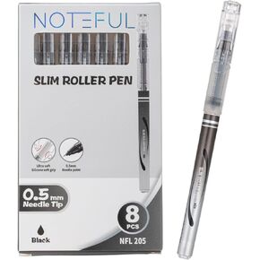Slim Liquid Ink Rollerball Pens, 0.5mm Extra Fine Point Tip, Rolling pen for Drawing, Note Taking, Journaling and Smooth Writing (8 Pcs) (Black, 1 Count (Pack of 8))