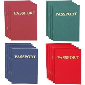 Juvale 24-Pack Blank Passport Notebooks for Kids, 4.1 x 5.6 Inches, Pretend Passport Books for Kids Travel Play and Classroom Activities, 4 Colors