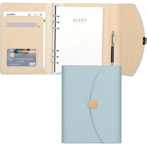 خلال دفتر ملاحظات PU Leather A5 Binder ، 6 مخططات مجلة Binder Binder Budch مع ورقة ورقة فضفاضة قابلة لإعادة التعبئة 100 ورقة/200 صفحة ، وردي