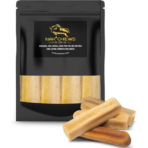 NAK Himalayan Yak Cheese Dog Chews - Natural Healthy & Safe Treat for Small & Medium Dogs - Long Lasting Dental Chew Rich in Protein & Calcium - Gluten-Free Lactose-Free - 6 Chews for Medium Dogs