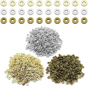 1000Pcs Flat Round Rondelle Spacer Beads for DIY Crafts,Gold Silver Disc Spacer Loose Beads for DIY Jewelry Making,Bracelet Necklace Earring Crafts