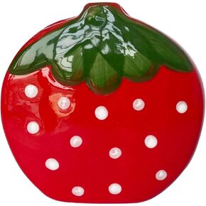1 PCS Strawberry Ceramic Makeup Brush Holder ، Sceramic Strawberry Pencil حامل ، حامل تخزين فرشاة مكياج الفراولة ، حامل قلم رصاص الفراولة لملحقات مكتب الفراولة المكتبية (أحمر)
