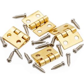 Set of 12 Golden Odoria 1/12 Miniature Door Hinges 4Pcs and Screws 16Pcs Dollhouse Decoration Accessories(Hinges 0.4x0.3 inch, Screws 0.2 inch) Décor Dollhouse Accessories