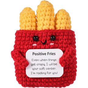 3.54 Inch Mini Positive Knitted Toy with Card Creative Cute Wool Inspirational Crochet Doll Encouragement Gift for Kids Friends Home Party