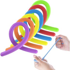 Super Z Outlet Stretchy Jelly String Noodles Thick Rubber Fidget Sensory Toys Set for Calming Relaxing Children Birthday Party Favors and Prizes (12 Count)