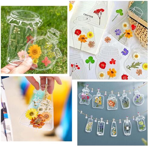 48 Pcs DIY Dried Flower Bookmark kit, transparent dried pressed flowers bookmarks making kit, clear sprout Page bookmarks set, Include Dried Flowers Handmade Bookmark for Students Teachers Reading in Kuwait
