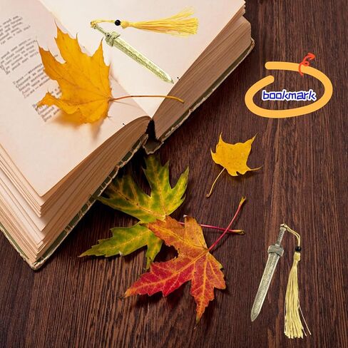 Sword Bookmark - Metal Bookmark, Bookmarks with Tassels, Your Reading Assistants, Classroom Prizes, Men Bookmarks, Office School Library Bookstore Home (Gold+Bronze) in Saudi Arabia