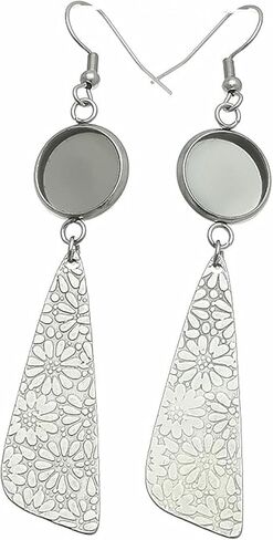 12pcs الفولاذ المقاوم للصدأ مقاوم المقاوم المقاوم للصدأ الإعدادات الفارغة مع Daisy Tassel 10mm 12mm cabochons arring muntsel for المجوهرات DIY (10 مم) in Kuwait