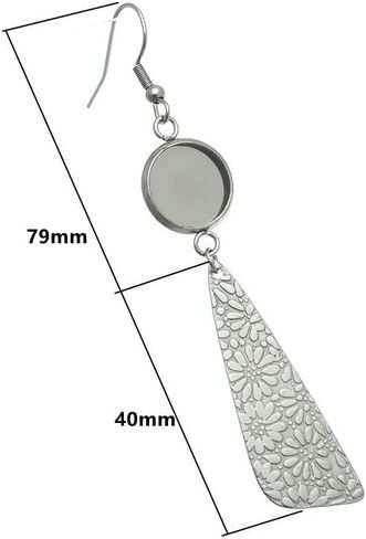 12pcs الفولاذ المقاوم للصدأ مقاوم المقاوم المقاوم للصدأ الإعدادات الفارغة مع Daisy Tassel 10mm 12mm cabochons arring muntsel for المجوهرات DIY (10 مم) in Kuwait