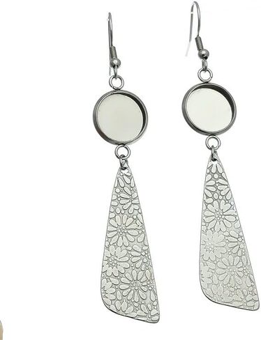 12pcs الفولاذ المقاوم للصدأ مقاوم المقاوم المقاوم للصدأ الإعدادات الفارغة مع Daisy Tassel 10mm 12mm cabochons arring muntsel for المجوهرات DIY (10 مم) in Kuwait