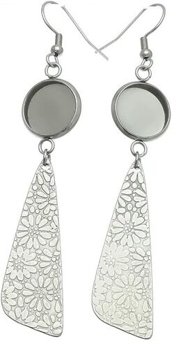 12pcs الفولاذ المقاوم للصدأ مقاوم المقاوم المقاوم للصدأ الإعدادات الفارغة مع Daisy Tassel 10mm 12mm cabochons arring muntsel for المجوهرات DIY (10 مم) in Kuwait