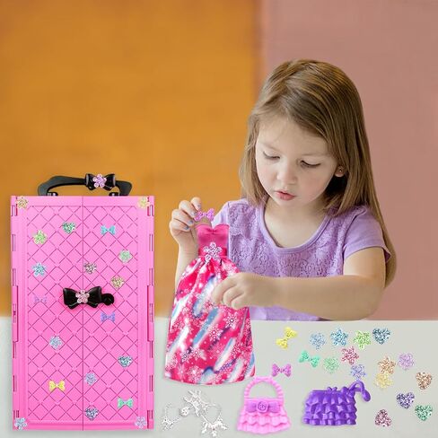 82pcs دمية الملابس والإكسسوارات مع خزانة دمية للدمية 11.5 بوصة - مجموعة تصميم أزياء مجموعة بما في ذلك فساتين الأزياء الأزياء أزياء الأزياء وأكياس شماعات السراويل للبنات in Kuwait