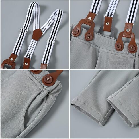 nilikastta بيبي بوي ملابس الزفاف الرضع بيبي بوي ملابس البدلة قمصان/سراويل الحمالات/ربطة عنق/قبعة بيريه 0-18 متر in Kuwait