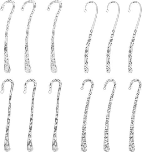 Framendino ، 12 Pack Metal Lockmark Hairpin Hook Hook Tibetan Silver Silver Book Book مع حلقة لصياغة in Saudi Arabia