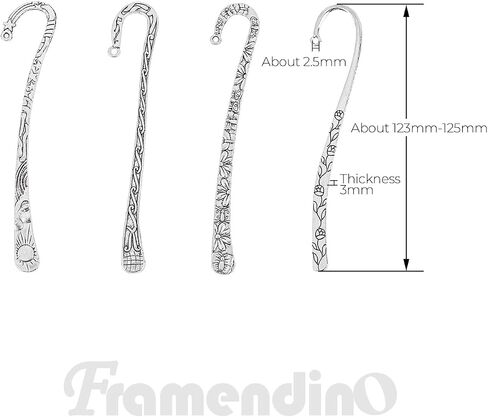 Framendino ، 12 Pack Metal Lockmark Hairpin Hook Hook Tibetan Silver Silver Book Book مع حلقة لصياغة in Saudi Arabia