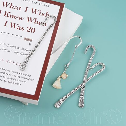 Framendino ، 12 Pack Metal Lockmark Hairpin Hook Hook Tibetan Silver Silver Book Book مع حلقة لصياغة in Saudi Arabia