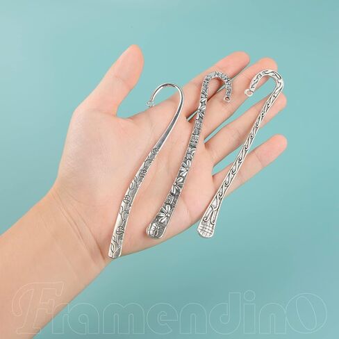 Framendino ، 12 Pack Metal Lockmark Hairpin Hook Hook Tibetan Silver Silver Book Book مع حلقة لصياغة in Saudi Arabia