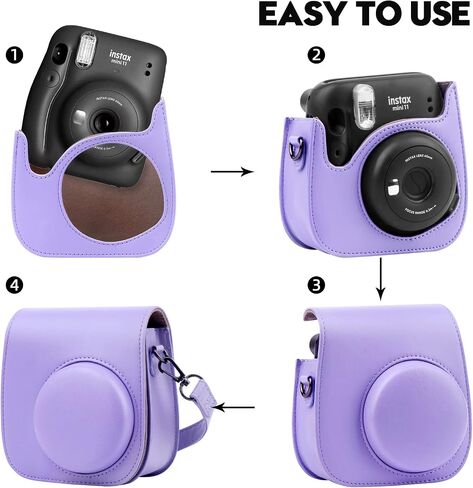 Protective Camera Case for Fujifilm Instax Mini 11 12 9 Instant Camera with Instax Mini Album, Photo Album for Fujifilm Instax Mini Camrea, PU Leather Bag Cover with Removable Adjustable Strar (Blue) in Saudi Arabia
