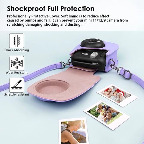 Protective Camera Case for Fujifilm Instax Mini 11 12 9 Instant Camera with Instax Mini Album, Photo Album for Fujifilm Instax Mini Camrea, PU Leather Bag Cover with Removable Adjustable Strar (Blue) in Saudi Arabia