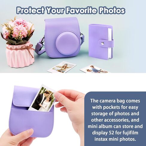 Protective Camera Case for Fujifilm Instax Mini 11 12 9 Instant Camera with Instax Mini Album, Photo Album for Fujifilm Instax Mini Camrea, PU Leather Bag Cover with Removable Adjustable Strar (Blue) in Saudi Arabia