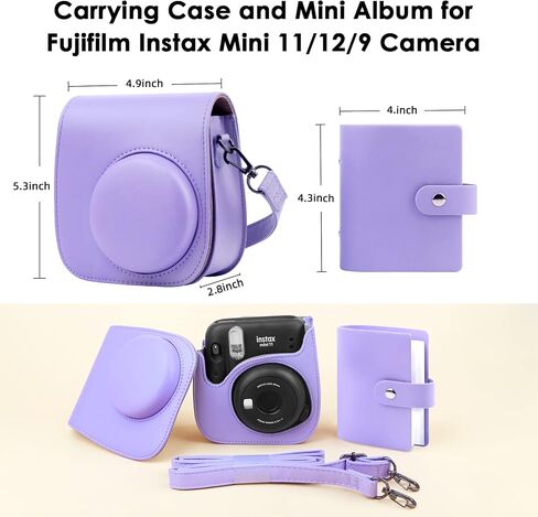 Protective Camera Case for Fujifilm Instax Mini 11 12 9 Instant Camera with Instax Mini Album, Photo Album for Fujifilm Instax Mini Camrea, PU Leather Bag Cover with Removable Adjustable Strar (Blue) in Saudi Arabia