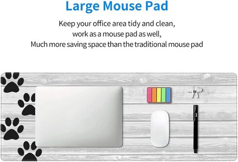 Famame Laptop Mouse Pad Black Paw Wooden Print Desk Mat with Stitched Edges 31.5X 11.8 inch Non-Slip Large Keyboard Rubber Writing Table Mat for Office Home in Kuwait
