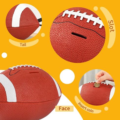 H&W Football Piggy Bank for Boys ، Shatterproof Rugby Sports Bank Coin Bank ، حجم كبير ، هدية Super Bowl للأطفال in Kuwait