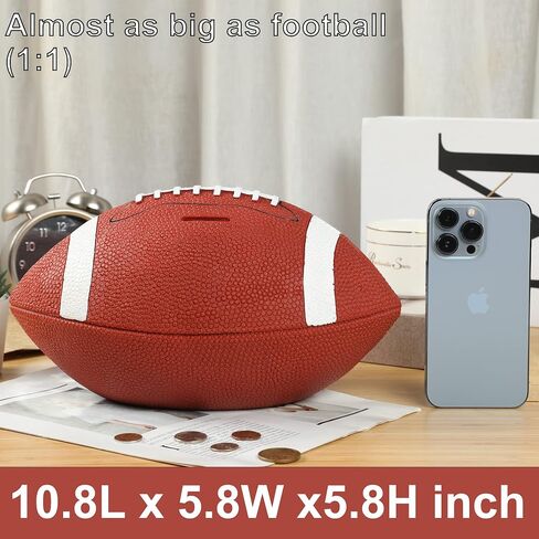 H&W Football Piggy Bank for Boys ، Shatterproof Rugby Sports Bank Coin Bank ، حجم كبير ، هدية Super Bowl للأطفال in Kuwait