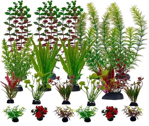 20PCS Artificial Aquarium Plants Set, Tank Decorations, Artificial Green Plastic Plants Decorations for Fish Tank,Fake Grass for Fish Tank in Saudi Arabia