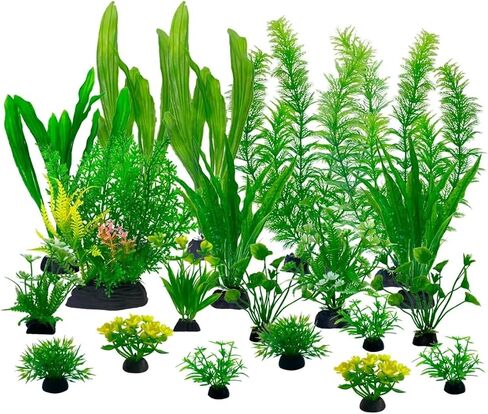 20PCS Artificial Aquarium Plants Set, Tank Decorations, Artificial Green Plastic Plants Decorations for Fish Tank,Fake Grass for Fish Tank in Saudi Arabia