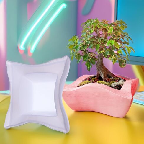 UTILE Silicone Curve Rectangle Plant Pot, Square Flower Pot Silicone Mold, Epoxy, Resin, Planter Vase, Bonsai, Cactus Concrete Mold Candle Pen Holder - 2 Pack in Saudi Arabia