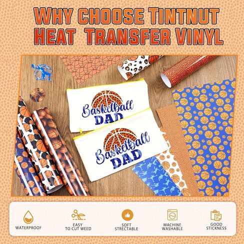 Tintnut Heat Transfer Vinyl - 10 Sheets 12 X 10inches Baseball Sports Iron On Vinyl HTV for T-Shirts DIY Compatible with Cricut Or Silhoutte Cameo in Saudi Arabia