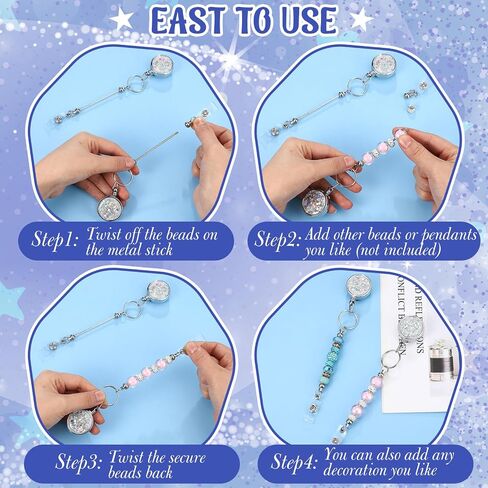 10 Pcs Beadable Badge Reels Glitter Retractable Badge Holder Blank Bar DIY ID Name Reel Clips Holder for Beads with Key Ring Belt Clip DIY Gift for Nurse Teacher Office in Kuwait